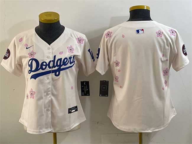 Womens Los Angeles Dodgers Blank Cream 2025 Tokyo Series Limited Stitched Jersey